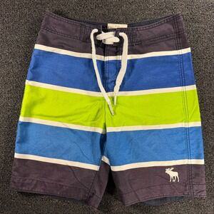 Abercrombie & Fitch Swim Trunks Mens S Blue Green Striped Board Shorts Moose